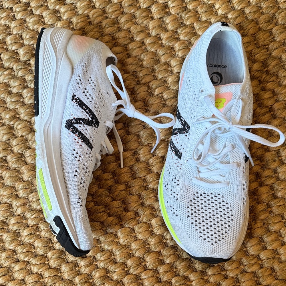 New Balance White and Black Athletic Sneakers